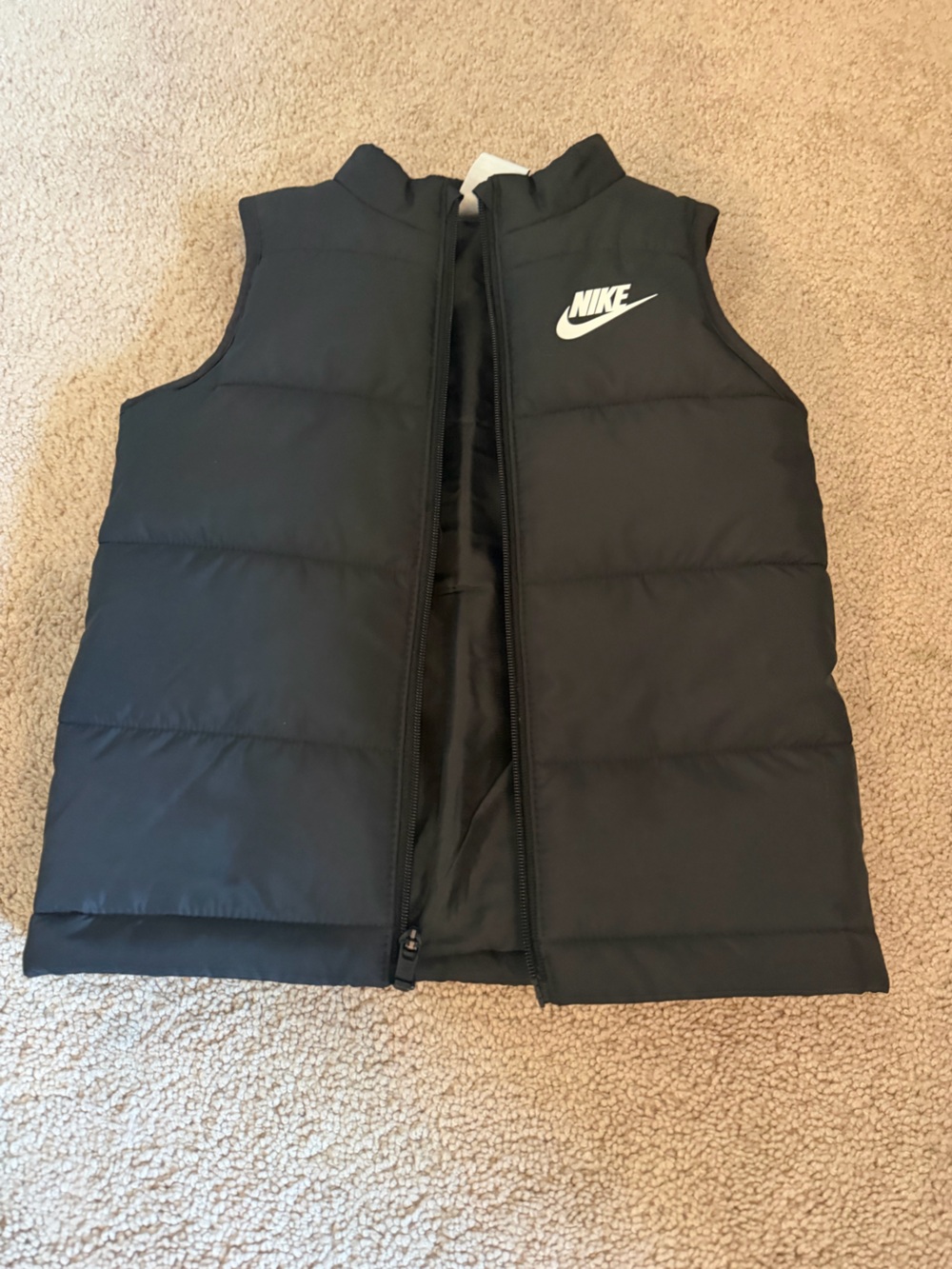 Nike Black Quilted Sleeveless Puffer Vest with White Logo